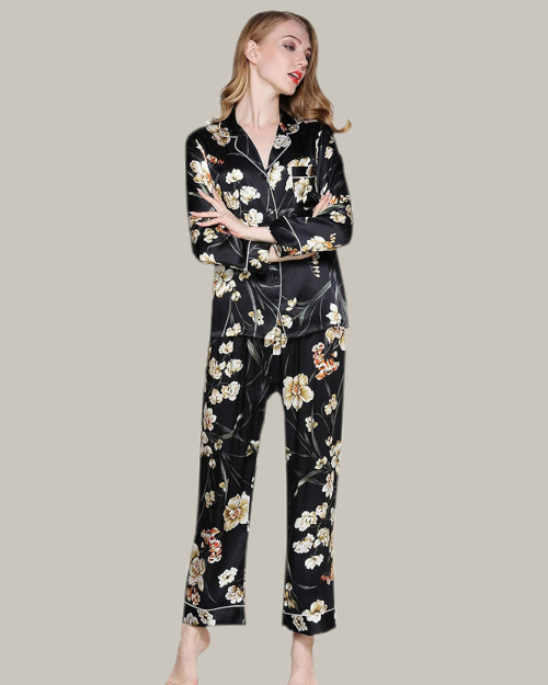 Floral Front Pocket Long PJ Set