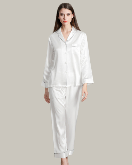 Classic Long PJ Set In White