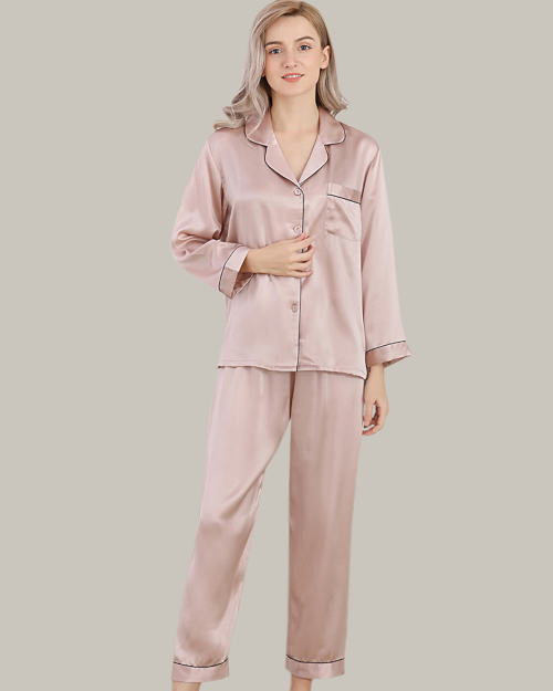 Classic Long PJ Set In Pink