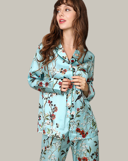 Blue Bird Floral Long PJ Set