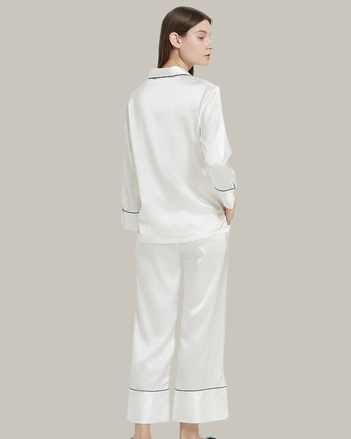 Double Piped Shirt And Pants In White