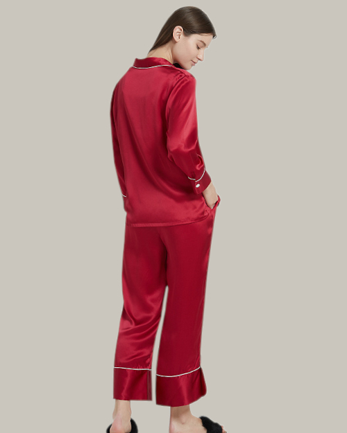 Double Piped Shirt And Pants In Red