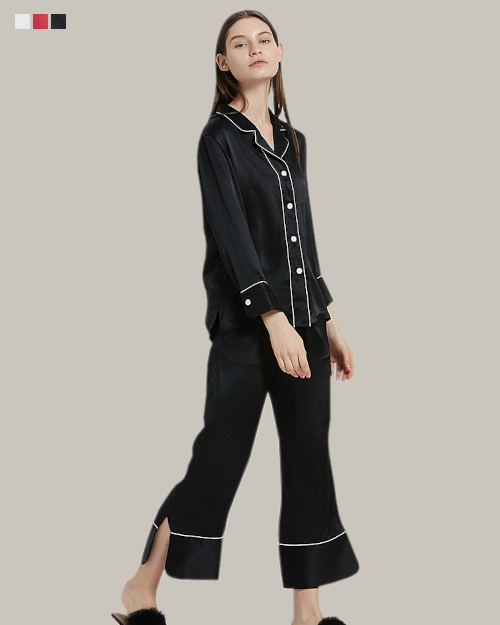 Double Piped Shirt And Pants In Black
