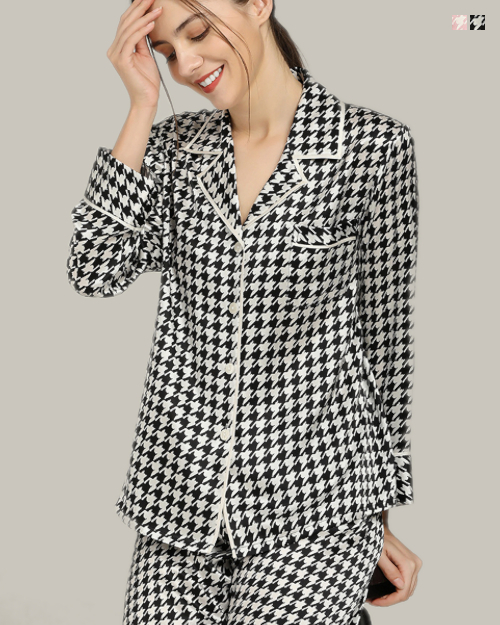 Hounds Tooth Long PJ Set