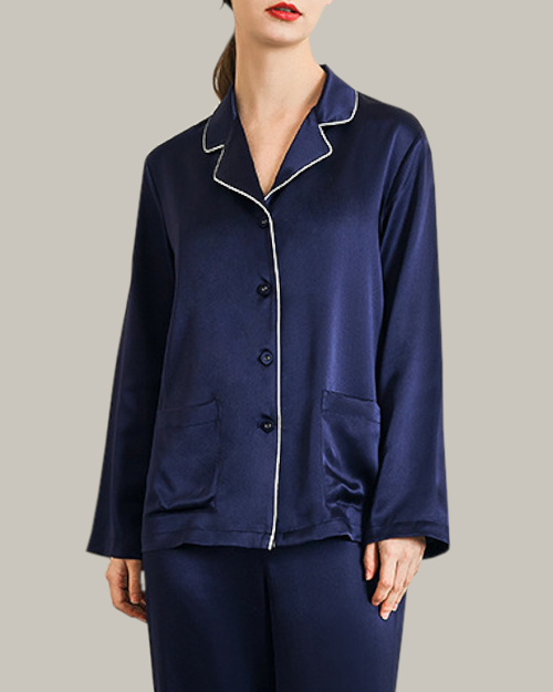Double Pocket Long Sleep Set - Navy