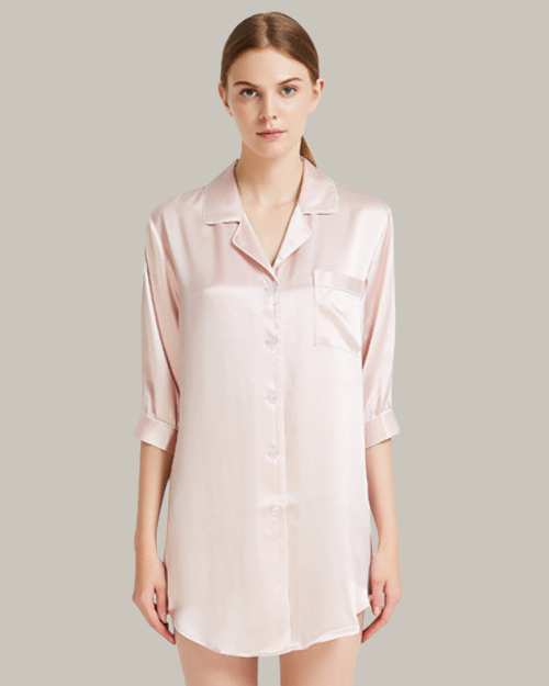 Mini Shirt Dress in Pale Pink
