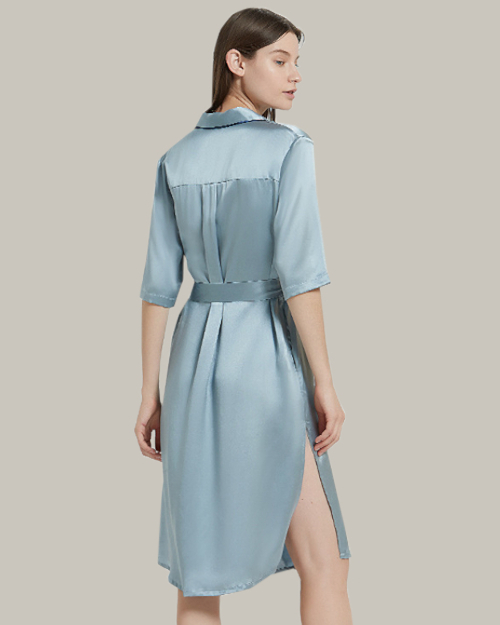 Oxygen Blue Shirt Dress With Side Splits