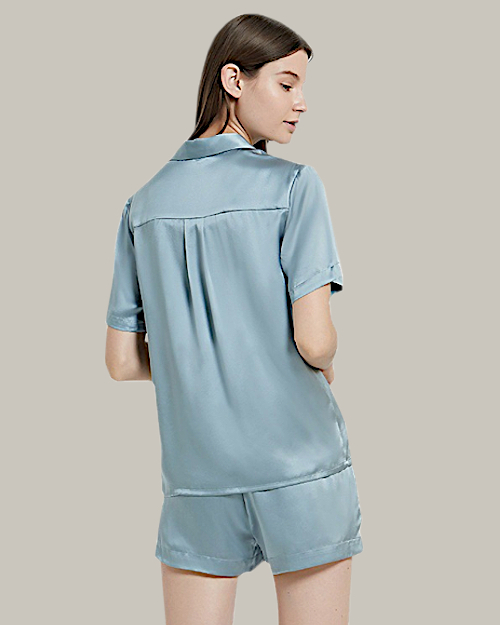 Box Pleat Shirt And Shorts PJ Set