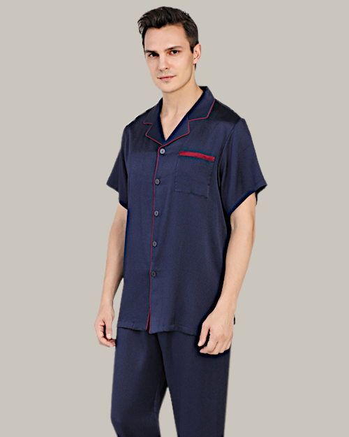 Navy Blue Short Sleeve PJ Set