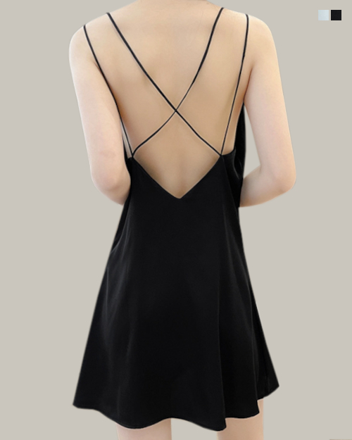 Cross Back Camisole Slip In Black