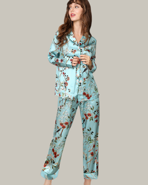 Blue Bird Floral Long PJ Set