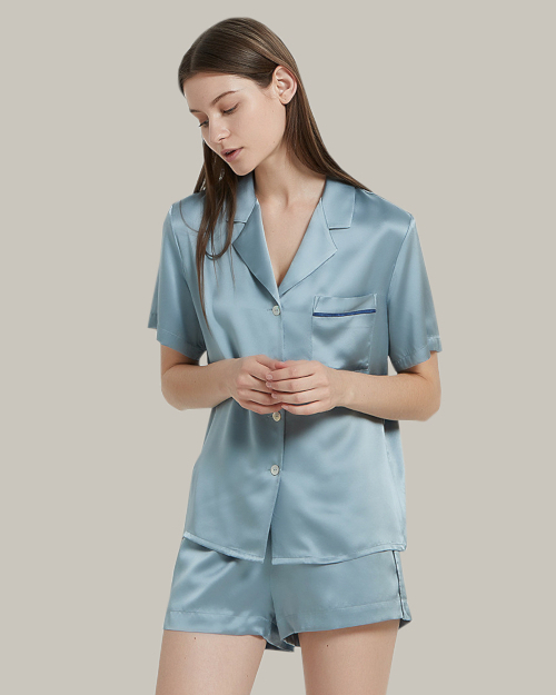 Box Pleat Shirt And Shorts PJ Set