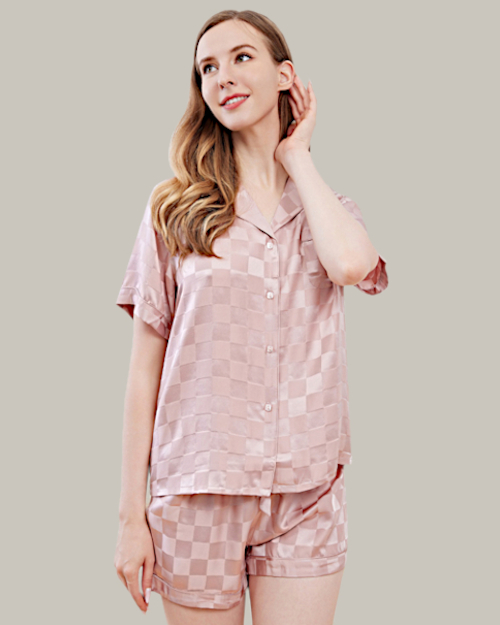 Checker Print Short PJ Set