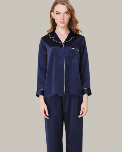 Classic Long PJ Set In Navy