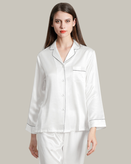 Classic Long PJ Set In White