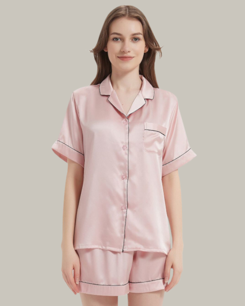 Classic Short PJ Set In Blush Pink