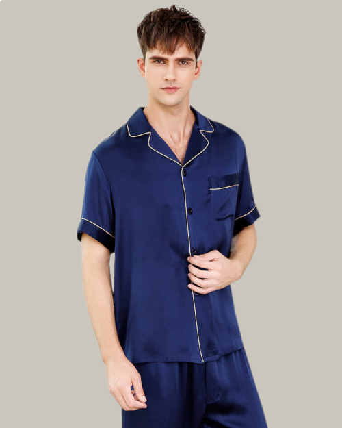 Dark Blue Short Sleeve PJ Set