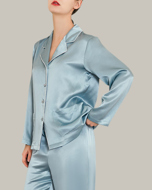 Double Pocket Long Sleep Set - Blue