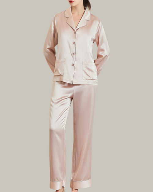 Double Pocket Long Sleep Set - Pink