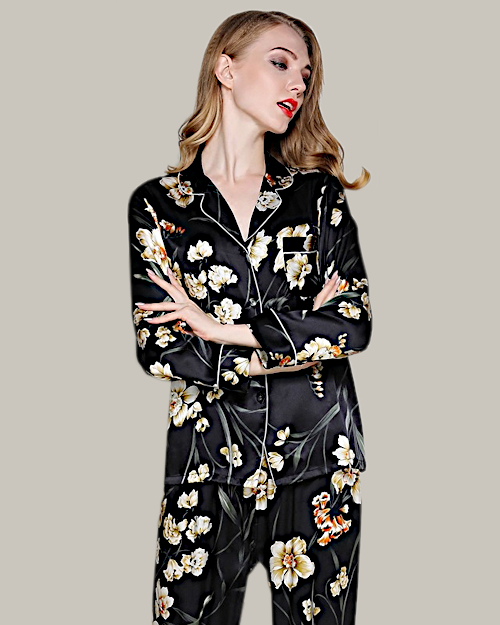 Floral Front Pocket Long PJ Set