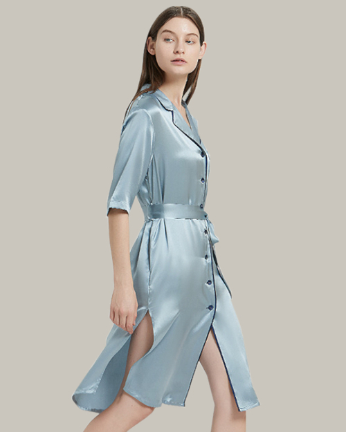 Oxygen Blue Shirt Dress With Side Splits