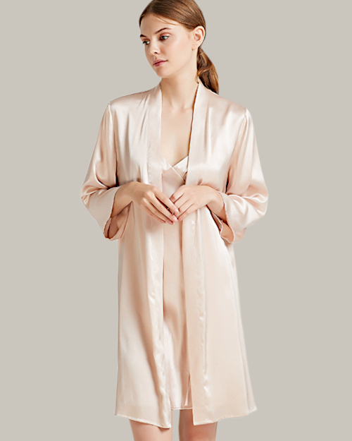 Ruched Camisole Slip Set In Floral White
