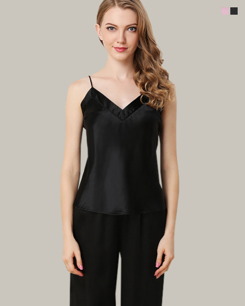Tie Back Cami PJ Set in Black